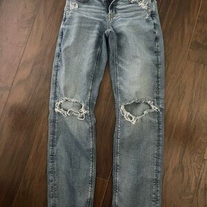 American Eagle Outfitters Blue Skinny Jeans Distressed
